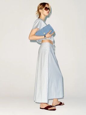NEW Reformation Jordan Two Piece Skirt Set Cotton Calamari Stripe | US 0 UK 4